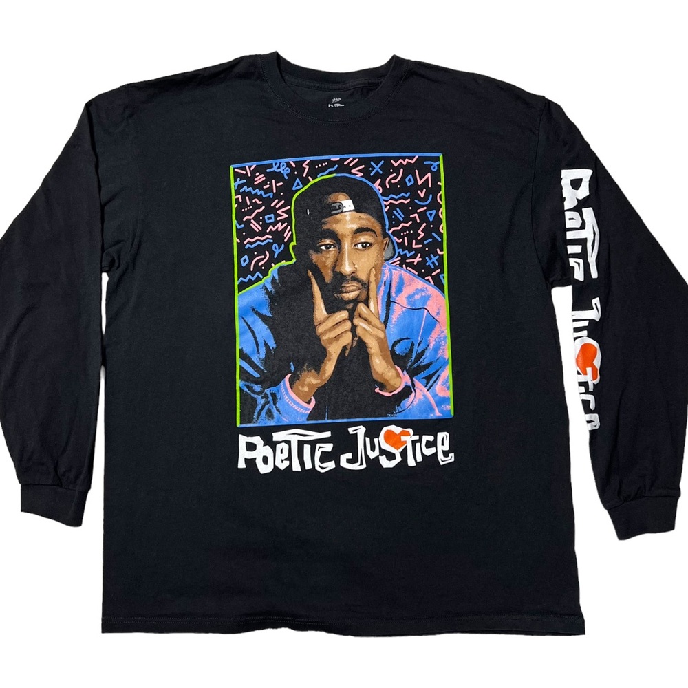 Poetic Justice Tupac Long Sleeve Graphic T-Shirt Black Women’s Sz 2X